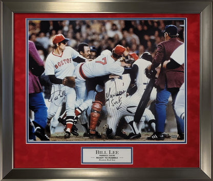 Bill Lee Autograph 16x20 Photo - Fighting The Yankees - "Yankees Suck" Inscription - Boston Red Sox - Framed 23x27 - New England Picture Authentication
