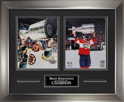Brad Marchand Photographs - 2x Stanley Cup Champion 2-Way Collage - Boston Bruins - Florida Panthers - Framed 18x22