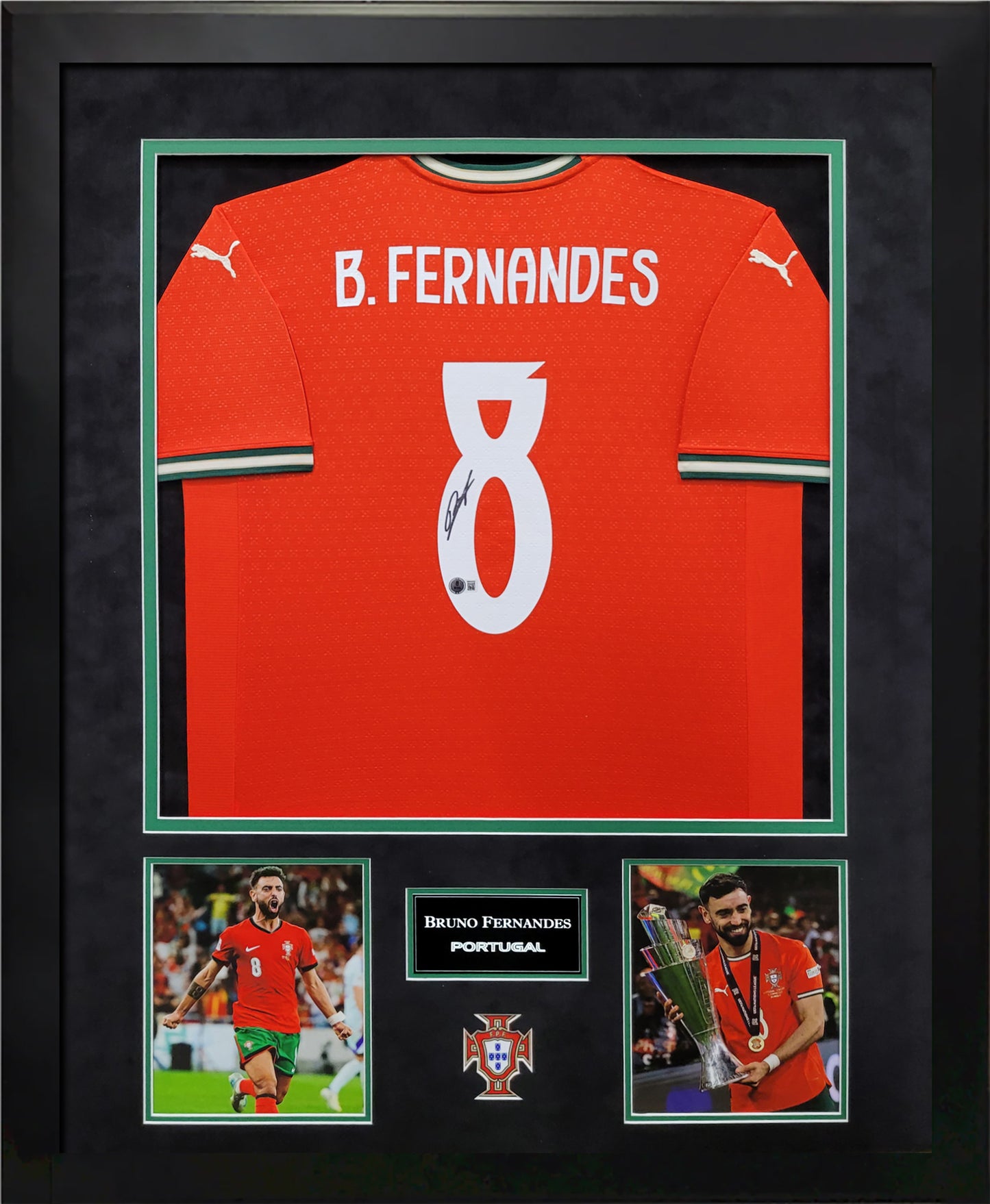 Bruno Fernandes Autograph Jersey - 2025 Portugal - Framed 37x45 - Beckett Authentication