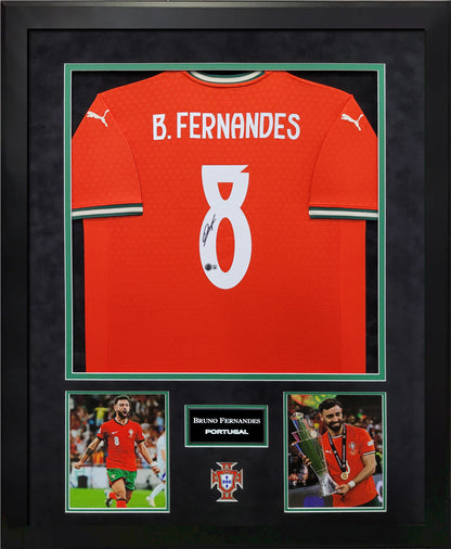 Bruno Fernandes Autograph Jersey - 2025 Portugal - Framed 37x45 - Beckett Authentication