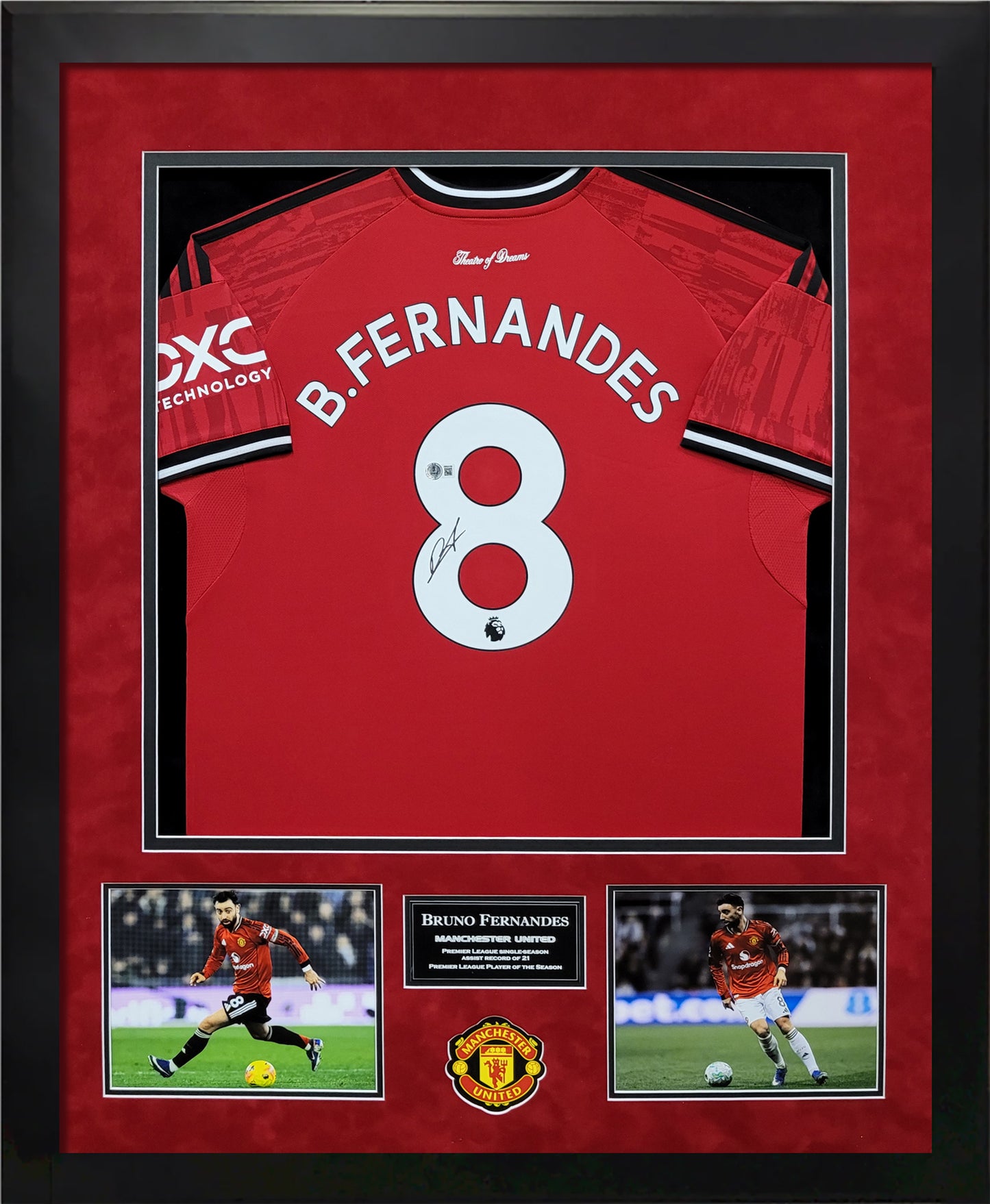 Bruno Fernandes Autograph Jersey - Manchester United - Framed 37x45 - Beckett Authentication