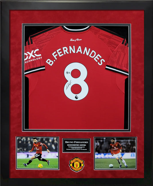 Bruno Fernandes Autograph Jersey - Manchester United - Framed 37x45 - Beckett Authentication