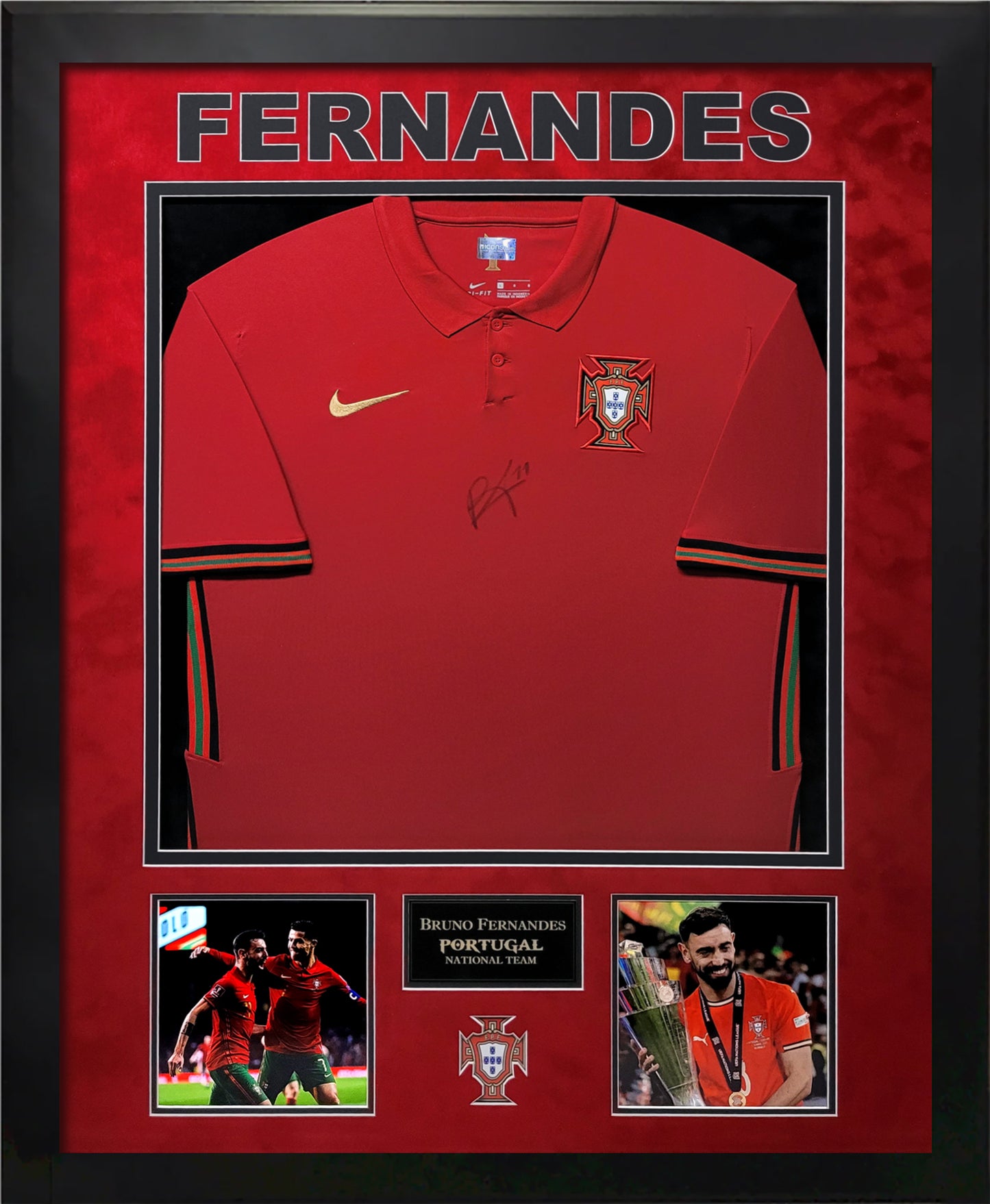 Bruno Fernandes Autograph Jersey - Portugal National Team - Framed 37x45