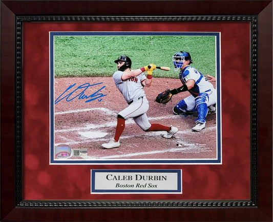 Caleb Durbin Autograph 8x10 Photo - Swing At Plate - Boston Red Sox - Framed 13x16 - New England Picture Authentication