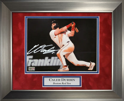 Caleb Durbin Autograph 8x10 Photo - Swing Spotlight - Boston Red Sox - Framed 13x16 - New England Picture Authentication