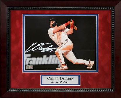 Caleb Durbin Autograph 8x10 Photo - Swing Spotlight - Boston Red Sox - Framed 13x16 - New England Picture Authentication