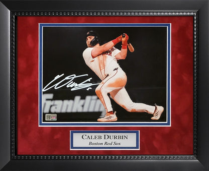 Caleb Durbin Autograph 8x10 Photo - Swing Spotlight - Boston Red Sox - Framed 13x16 - New England Picture Authentication