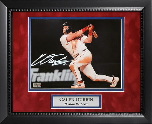 Caleb Durbin Autograph 8x10 Photo - Swing Spotlight - Boston Red Sox - Framed 13x16 - New England Picture Authentication