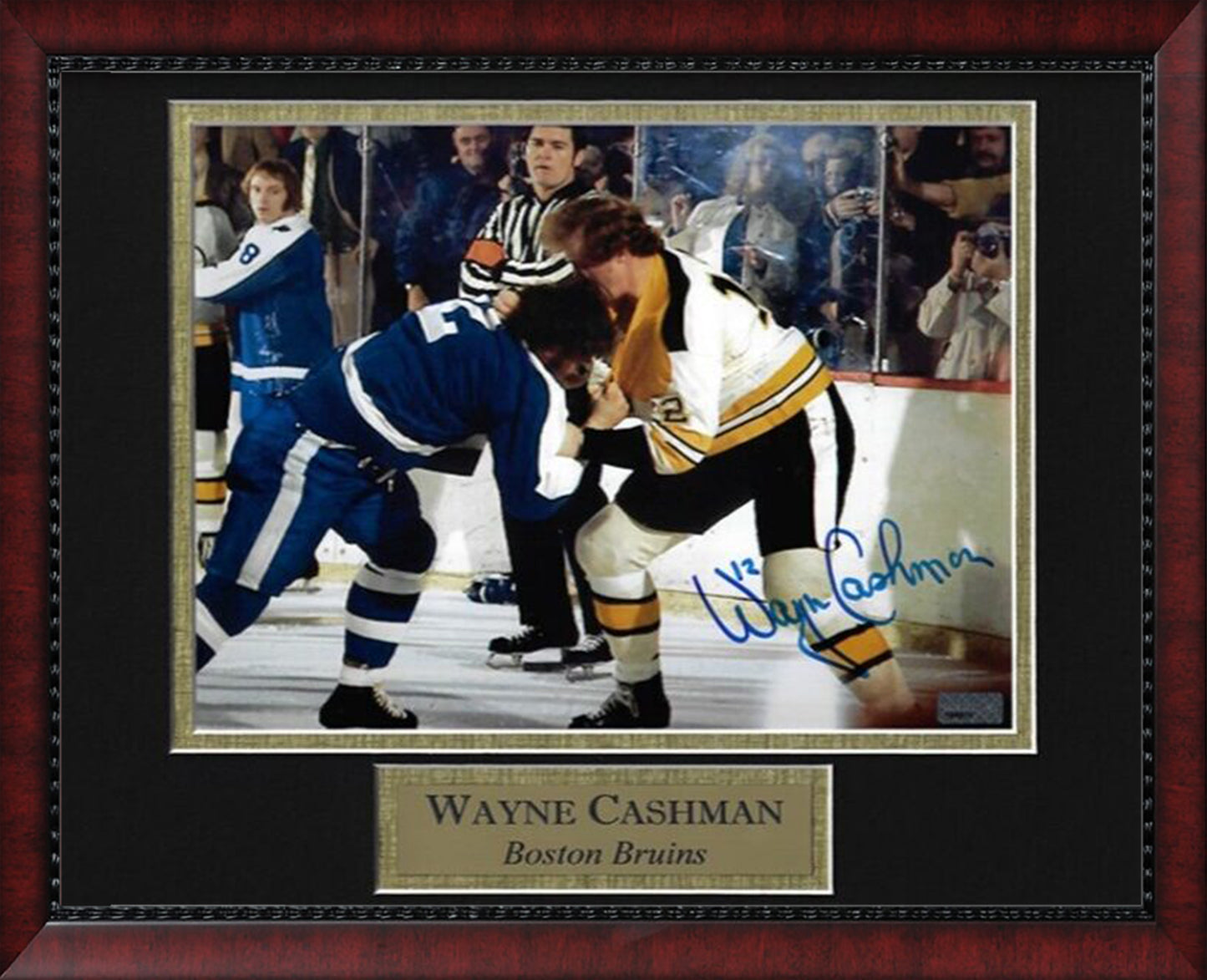Wayne Cashman Autograph Photo Fight 11x14