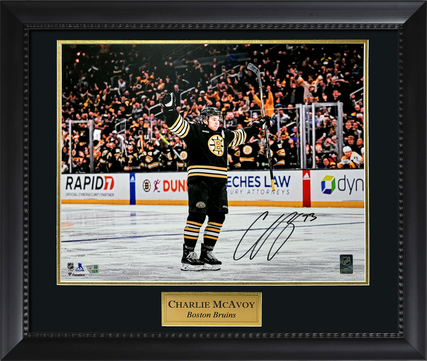 Charlie McAvoy Autograph 16x20 Photo - Boston Bruins - Framed 23x27 - Fanatics Authentication
