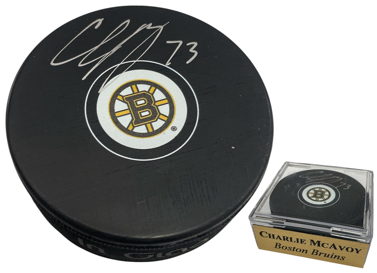 Charlie McAvoy Autograph Puck - Spoke B - Boston Bruins