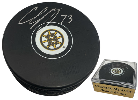 Charlie McAvoy Autograph Puck - Spoke B - Boston Bruins