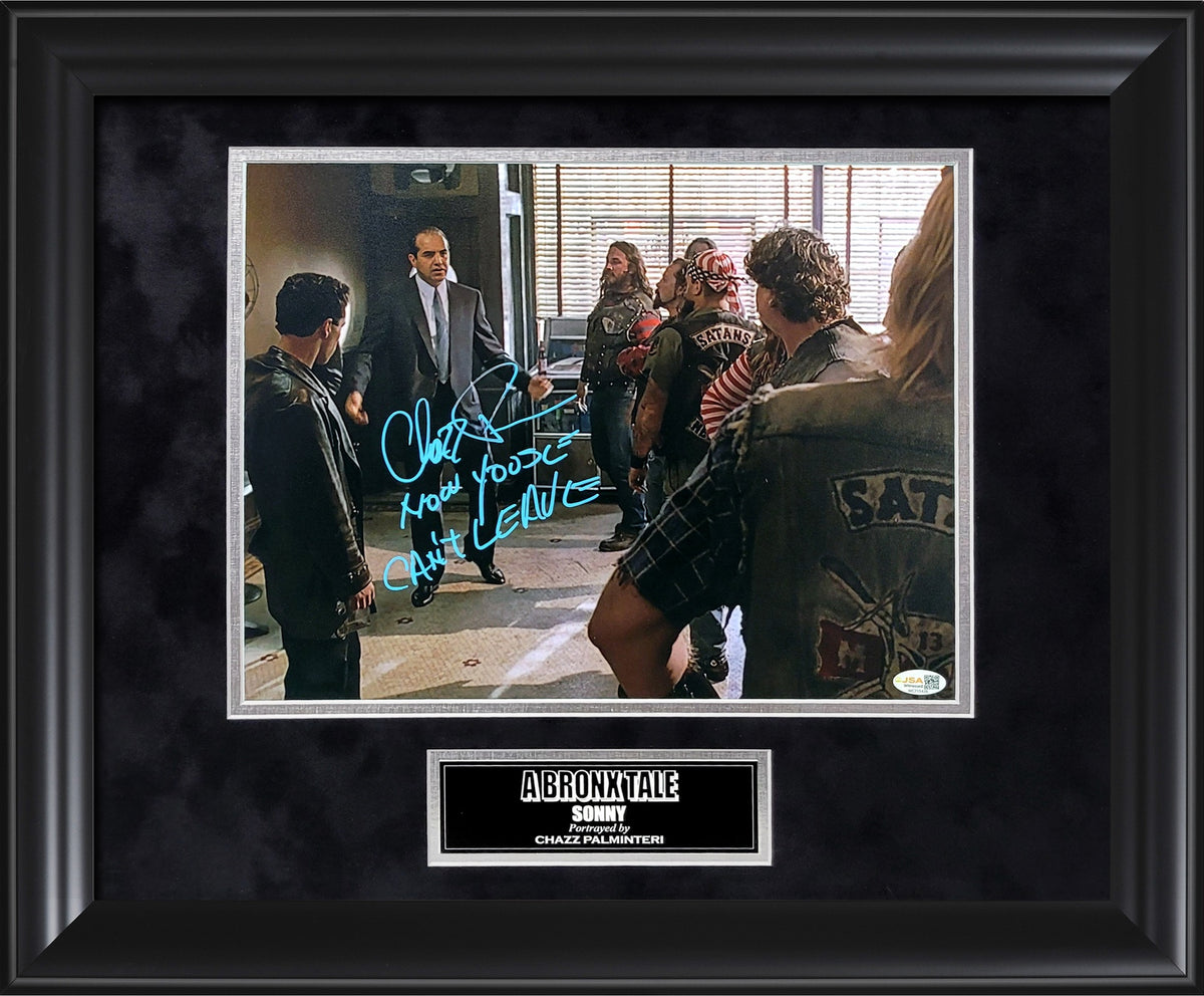 Chazz Palminteri Autograph 11x14 Photo With Inscription - A Bronx Tale - Framed 18x22 - JSA Authentication
