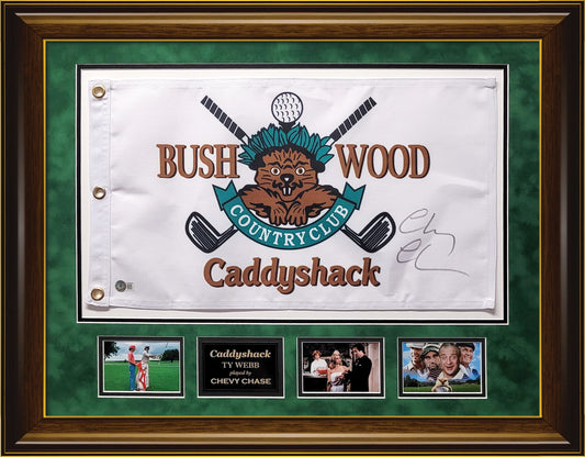 Chevy Chase Autograph Flag - Caddyshack - Framed 23x29 - Beckett Authentication