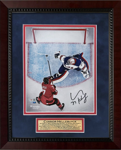 Connor Hellebuyck Autograph 8x10 - The Paddle Save - Framed 13x16 - Fanatics Authentication