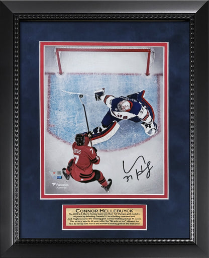 Connor Hellebuyck Autograph 8x10 - The Paddle Save - Framed 13x16 - Fanatics Authentication