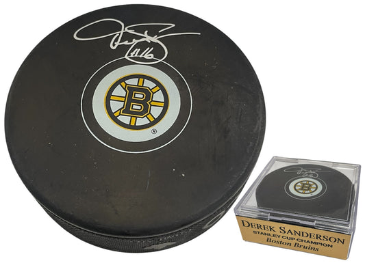 Derek Sanderson Autograph Puck - Spoke B - Boston Bruins