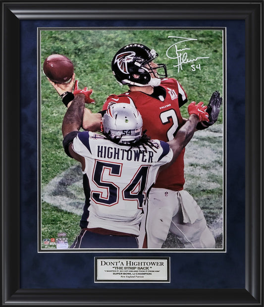 Dont'a Hightower Autograph 16x20 Photo - Super Bowl Strip Sack - New England Patriots - Framed 23x27 - New England Picture Authentication