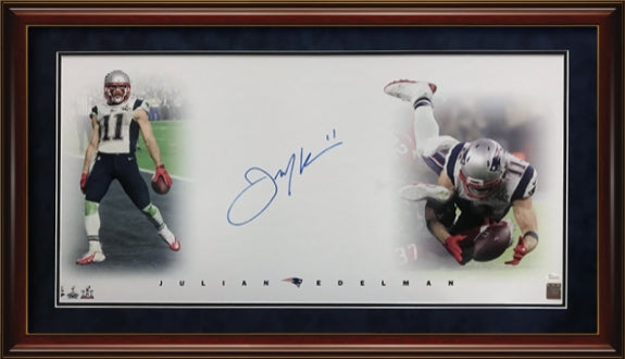 Julian Edelman Autograph Photo Collage 23x38 JSA Authentication