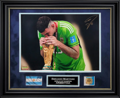 Emiliano Martinez Autograph Photo - World Cup Champion - Framed 18x22 - Icons Authentication