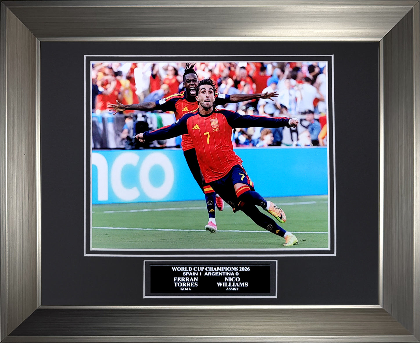 Ferran Torres, Nico Williams Photograph - 2026 World Cup Final Game Winning Goal Celebration - Spain National Team - Framed 13x16