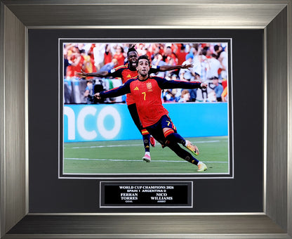 Ferran Torres, Nico Williams Photograph - 2026 World Cup Final Game Winning Goal Celebration - Spain National Team - Framed 13x16