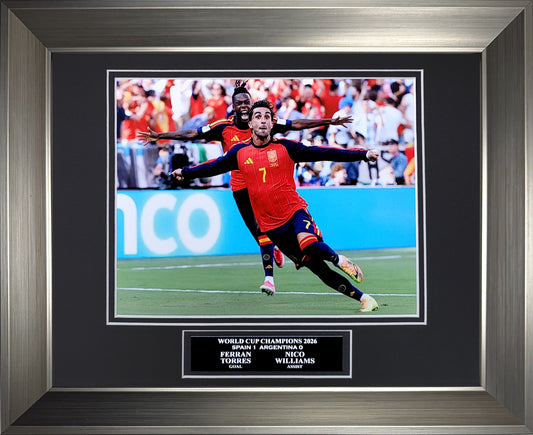 Ferran Torres, Nico Williams Photograph - 2026 World Cup Final Game Winning Goal Celebration - Spain National Team - Framed 13x16