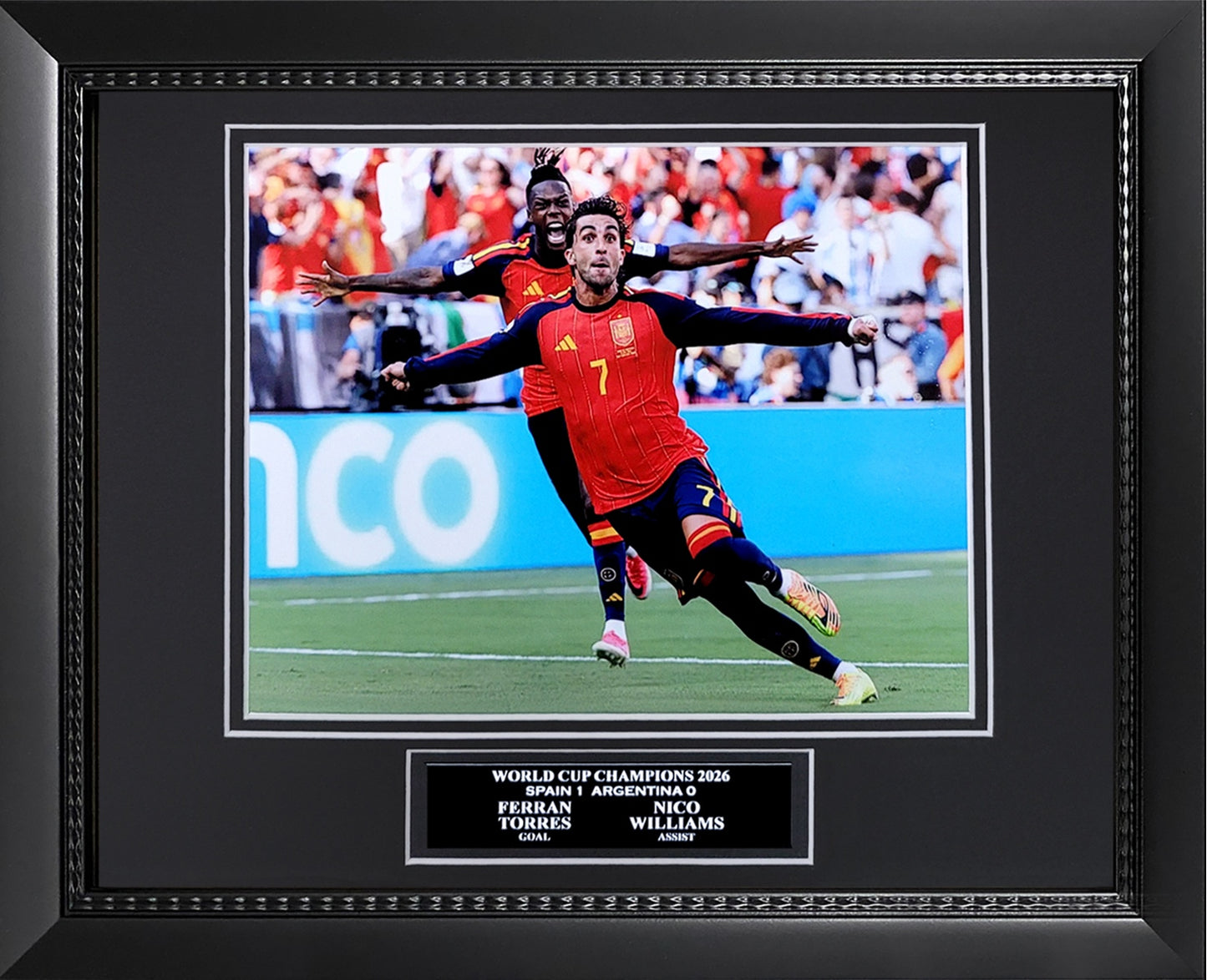 Ferran Torres, Nico Williams Photograph - 2026 World Cup Final Game Winning Goal Celebration - Spain National Team - Framed 13x16