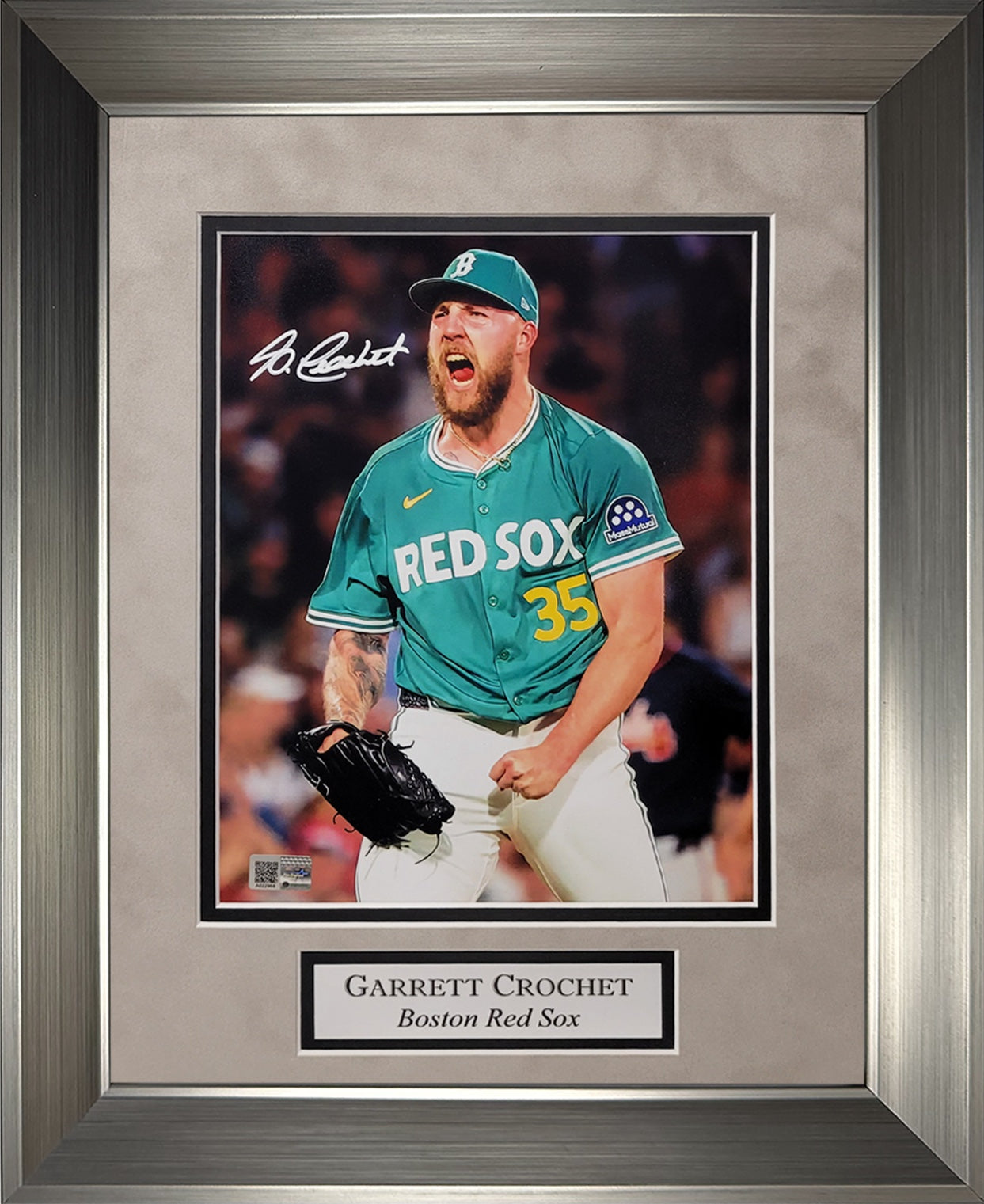 Garrett Crochet Autograph 8x10 Photo - Cheer - Boston Red Sox - Framed 13x16 - New England Picture Authentication