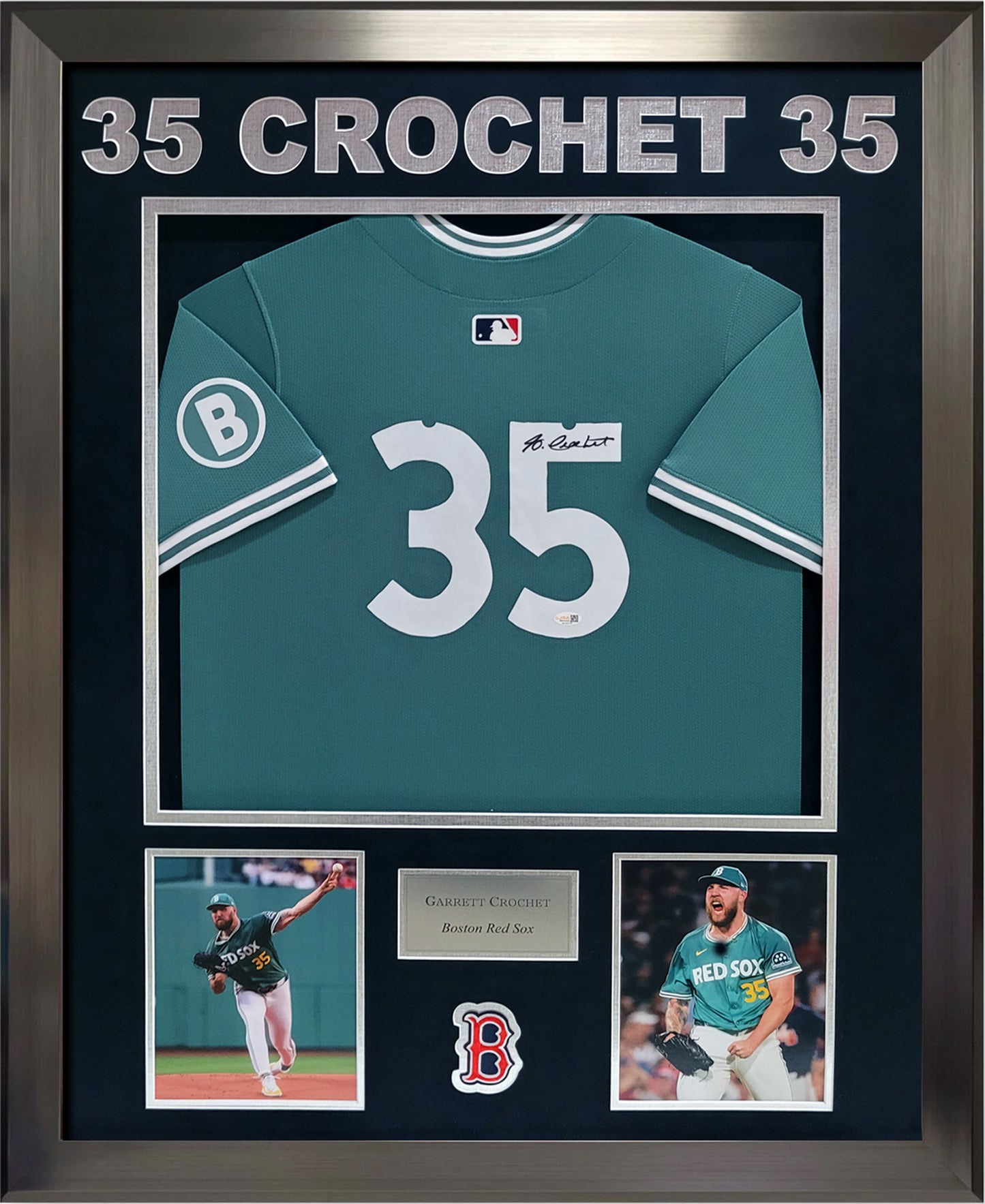 Garrett Crochet Autographed Jersey - 2025 City Connect - Boston Red Sox - Framed 37x45 - JSA Authentication