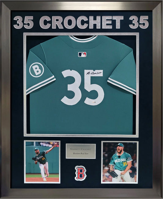 Garrett Crochet Autographed Jersey - 2025 City Connect - Boston Red Sox - Framed 37x45 - JSA Authentication