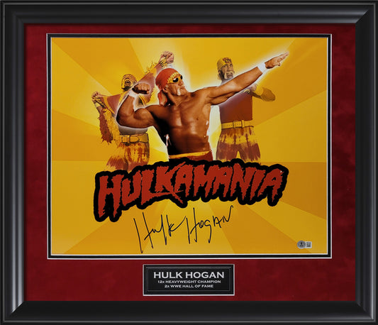 Hulk Hogan Autograph 16x20 Photo - Hulkamania - Framed 23x27 - Beckett Authentication