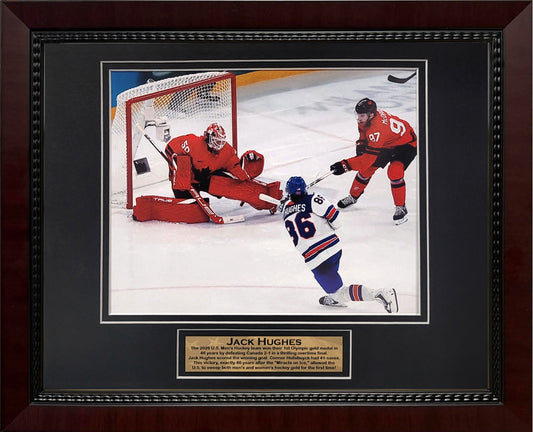 Jack Hughes Photograph - Golden Goal - Framed 13x16