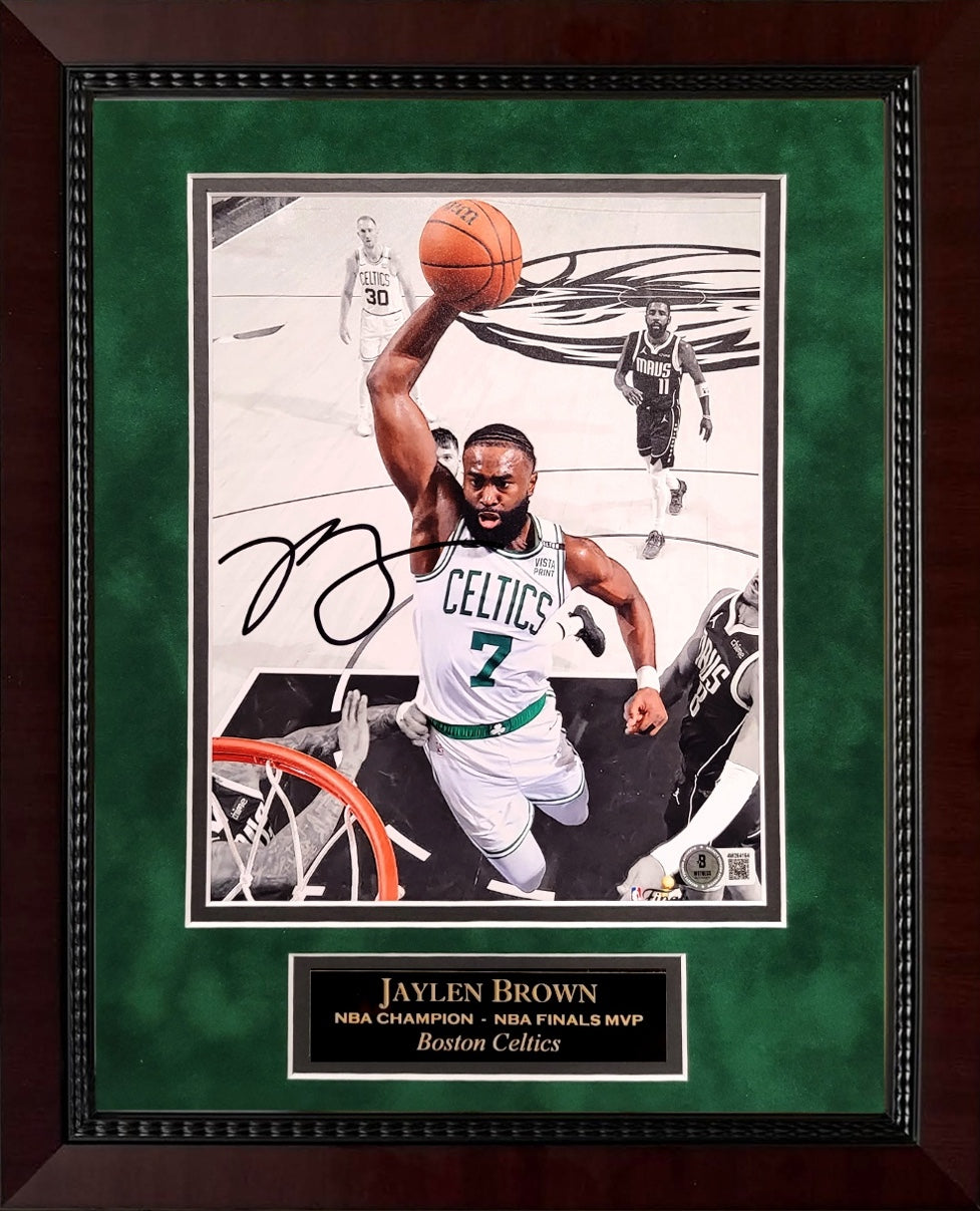 Jaylen Brown Autograph 8x10 Photo - Dunking - Boston Celtics - Framed 13x16 - Beckett Authentication