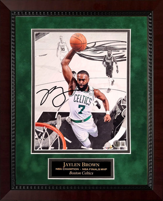 Jaylen Brown Autograph 8x10 Photo - Dunking - Boston Celtics - Framed 13x16 - Beckett Authentication