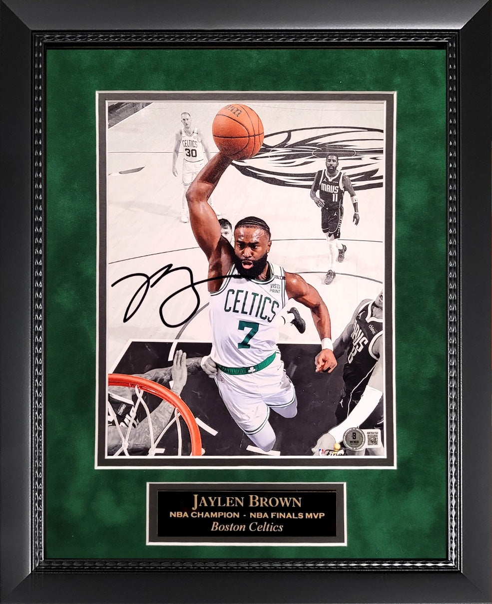 Jaylen Brown Autograph 8x10 Photo - Dunking - Boston Celtics - Framed 13x16 - Beckett Authentication