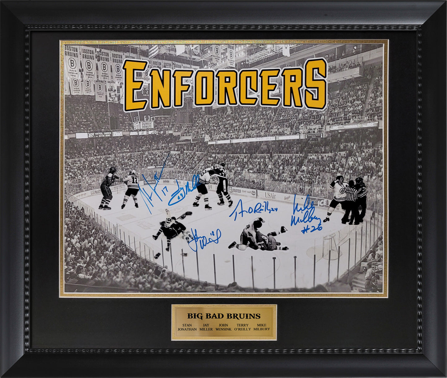 Boston Bruins Multi-Autograph 16x20 Photo - Big Bad Bruins - Framed 23x27 - New England Picture Authentication