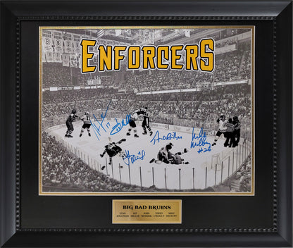 Boston Bruins Multi-Autograph 16x20 Photo - Big Bad Bruins - Framed 23x27 - New England Picture Authentication