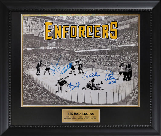 Boston Bruins Multi-Autograph 16x20 Photo - Big Bad Bruins - Framed 23x27 - New England Picture Authentication