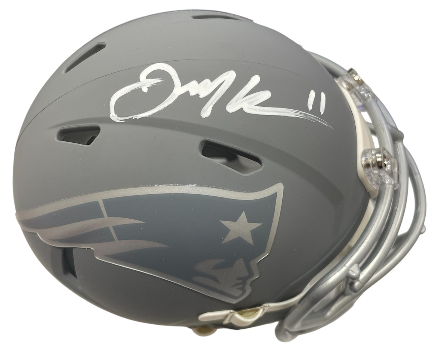 Julian Edelman Autograph Mini Helmet - Slate - Speed - New England Patriots - JSA Authentication
