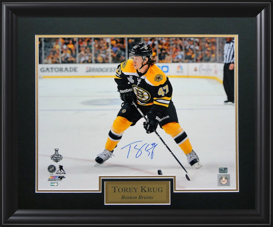 Torey Krug Autograph Photo Skate 23x27 New England Picture Authentication