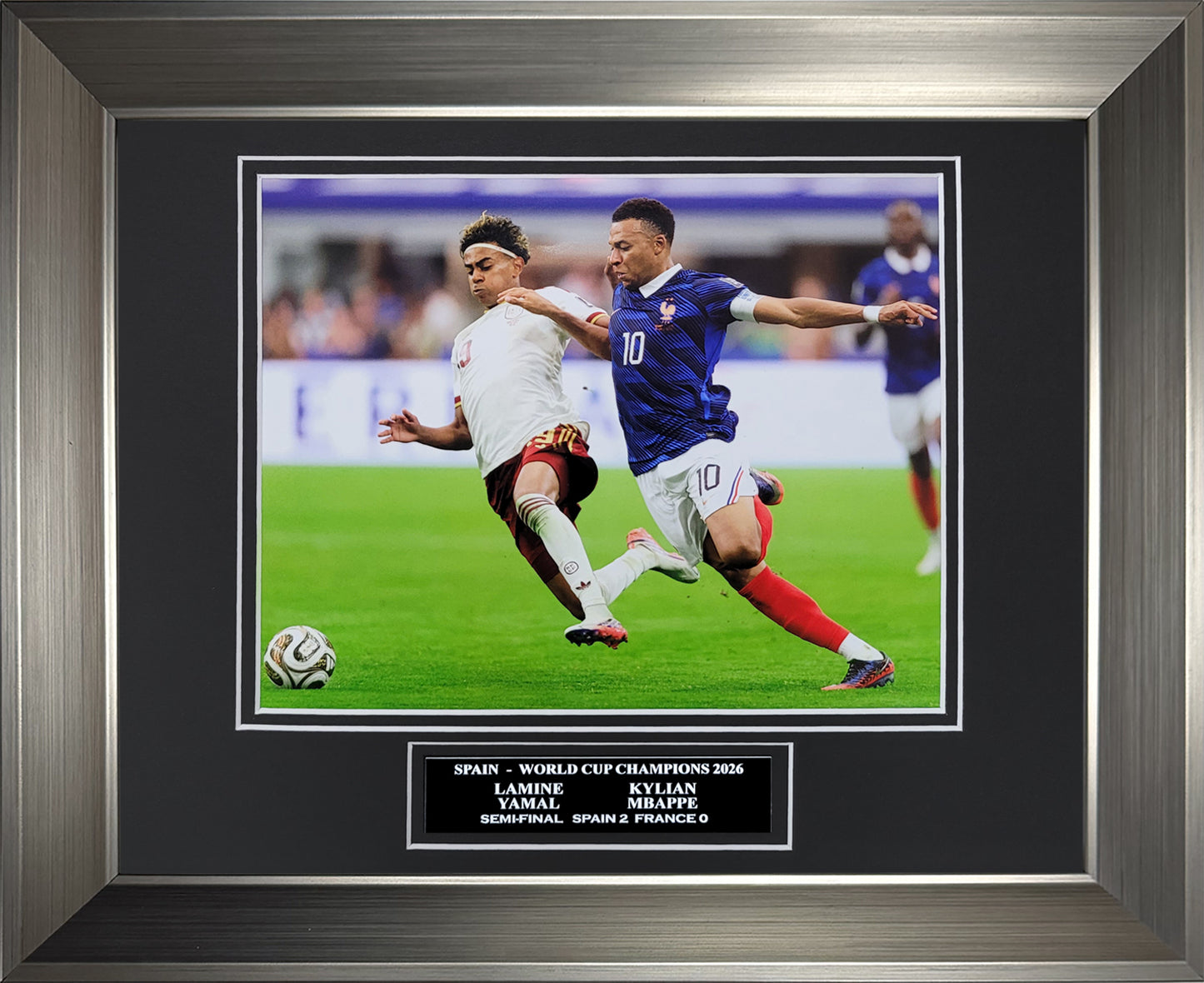 Lamine Yamal, Kylian Mbappe Photograph - 2026 World Cup Semi-Final - Spain & France National Teams - Framed 13x16