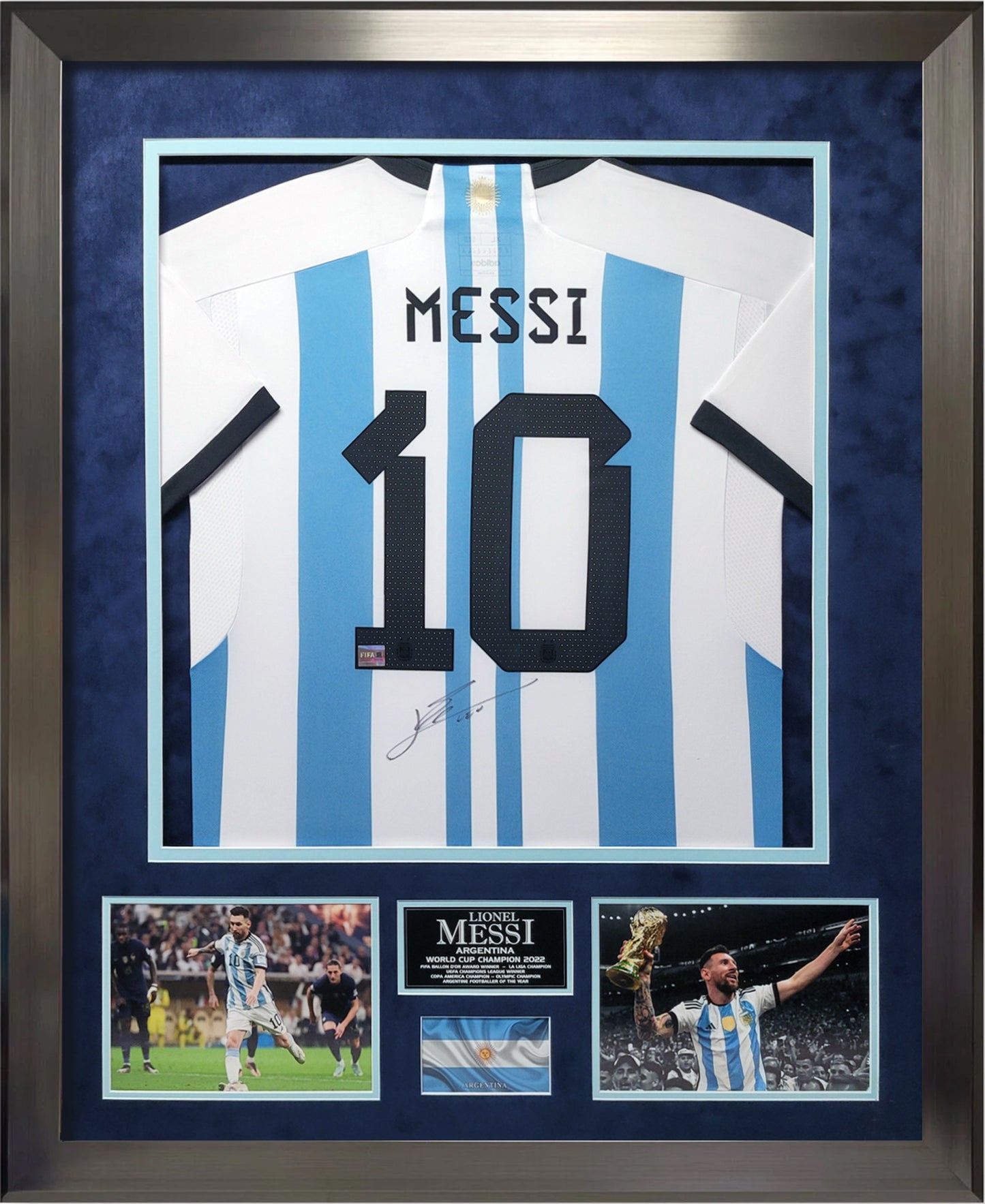 Lionel Messi Autograph Jersey - Argentina National Team - Framed 37x45 - Icons Authentication
