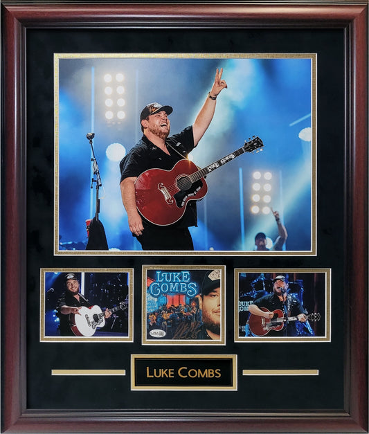 Luke Combs Autograph CD Album Cover - Insert Collage - Framed 23x27 - JSA Authentication