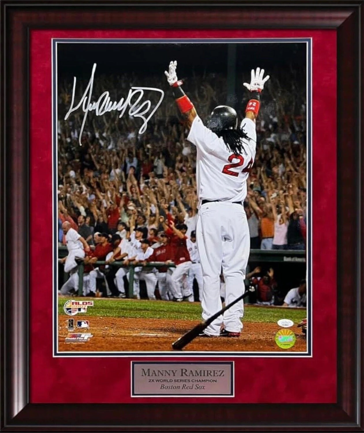 Manny Ramirez Autograph 16x20 Photo - 2007 ALDS Walk Off - Boston Red Sox - Framed 23x27 - JSA Authentication