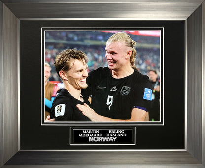 Martin Odegaard, Erling Haaland Photograph - Norway National Team - Framed 13x16