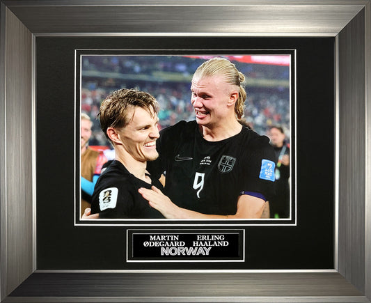Martin Odegaard, Erling Haaland Photograph - Norway National Team - Framed 13x16