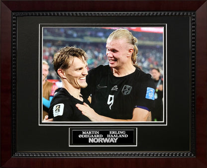 Martin Odegaard, Erling Haaland Photograph - Norway National Team - Framed 13x16