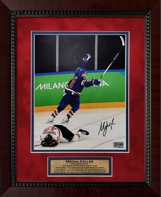 Megan Keller Autograph 8x10 Photo - Goal Celebration - Team USA - Framed 13x16 - New England Picture Authentication