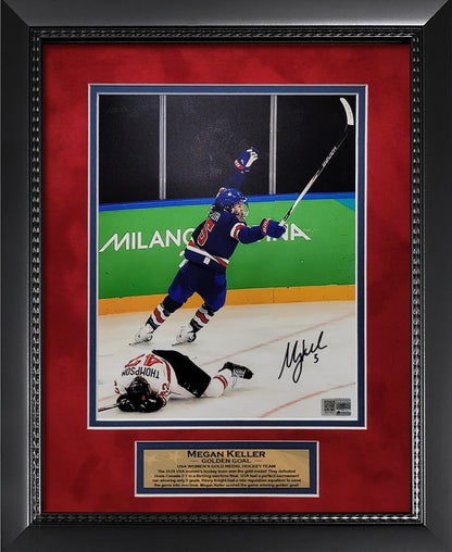 Megan Keller Autograph 8x10 Photo - Goal Celebration - Team USA - Framed 13x16 - New England Picture Authentication